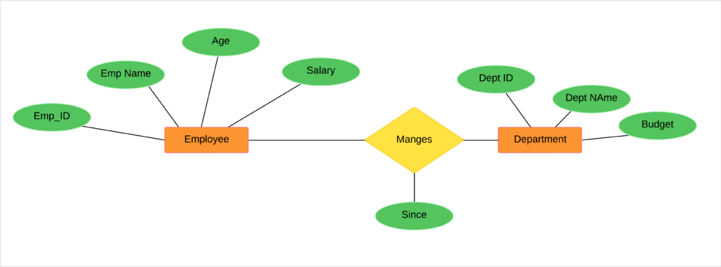 Example of ER Diagram for Organization in DBMS